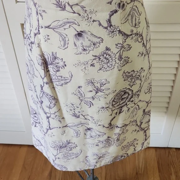 Milly of New York Cotton Toile Lavender on Cream Print Dress Size 8 - Picture 4 of 8